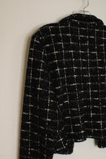 Sincerely Jules Black Plaid Boucle Tweed Cropped Blazer | L