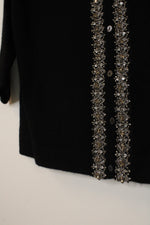 Isaac Mizrahi Black Cashmere V-neck Embellished Cardigan | M
