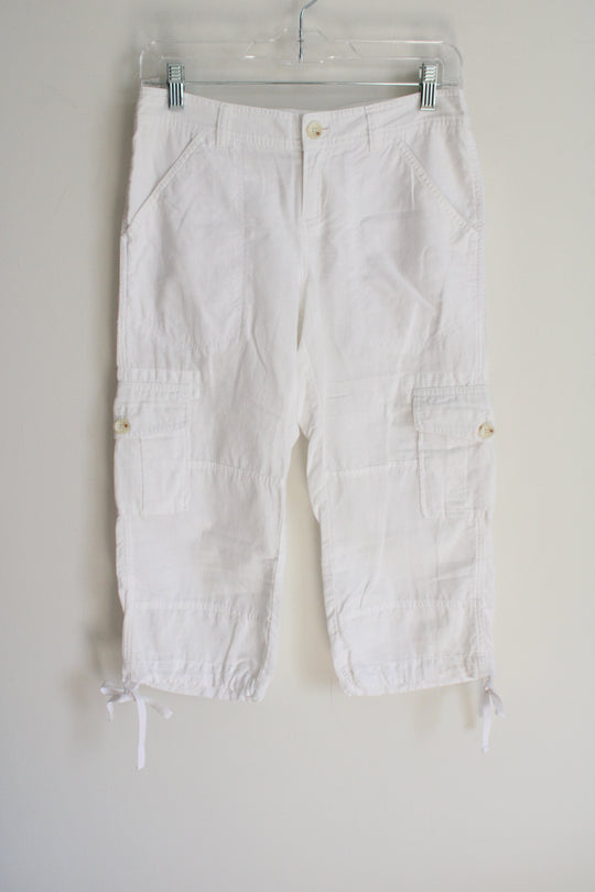 Banana Republic Martin Fit White Linen Blend Capri | 0