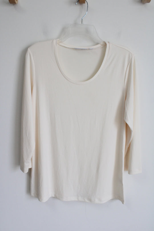 Susan Graver Long Sleeve Cream Top | M