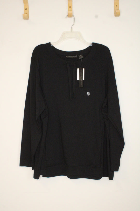 NEW Preswick & Moore Black Long-sleeve Crewneck Sweatshirt with Drawstring | 2XL