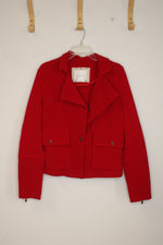 Anthropologie Red Sylvia Knit Moto Blazer | M