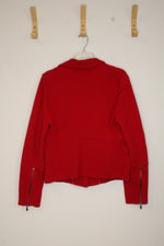 Anthropologie Red Sylvia Knit Moto Blazer | M