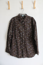 Ozark Wilderness Outfitters Burgundy Patterned Button Down Shirt | 2XL