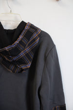 "On The Right Track" Gray & Plaid Hoodie | XL