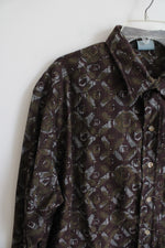 Ozark Wilderness Outfitters Burgundy Patterned Button Down Shirt | 2XL
