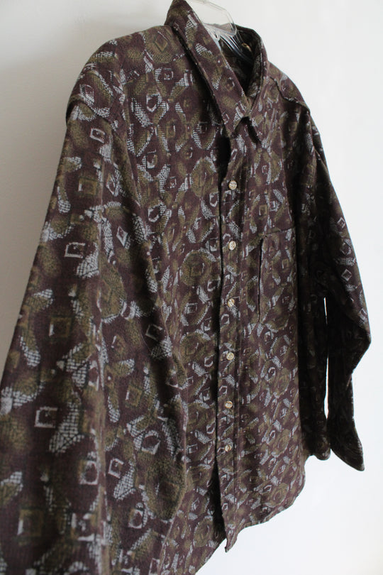 Ozark Wilderness Outfitters Burgundy Patterned Button Down Shirt | 2XL