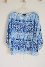 Chaps Blue White Blouse | S