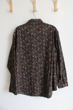 Ozark Wilderness Outfitters Burgundy Patterned Button Down Shirt | 2XL