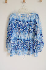 Chaps Blue White Blouse | S