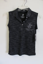 NEW Beverly Hills Polo Club Gray Knit Studded Logo Top | S