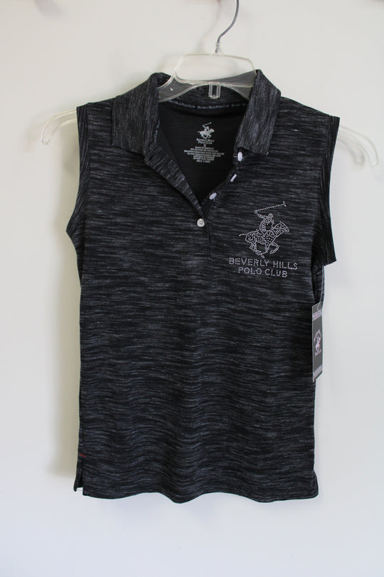NEW Beverly Hills Polo Club Gray Knit Studded Logo Top | S