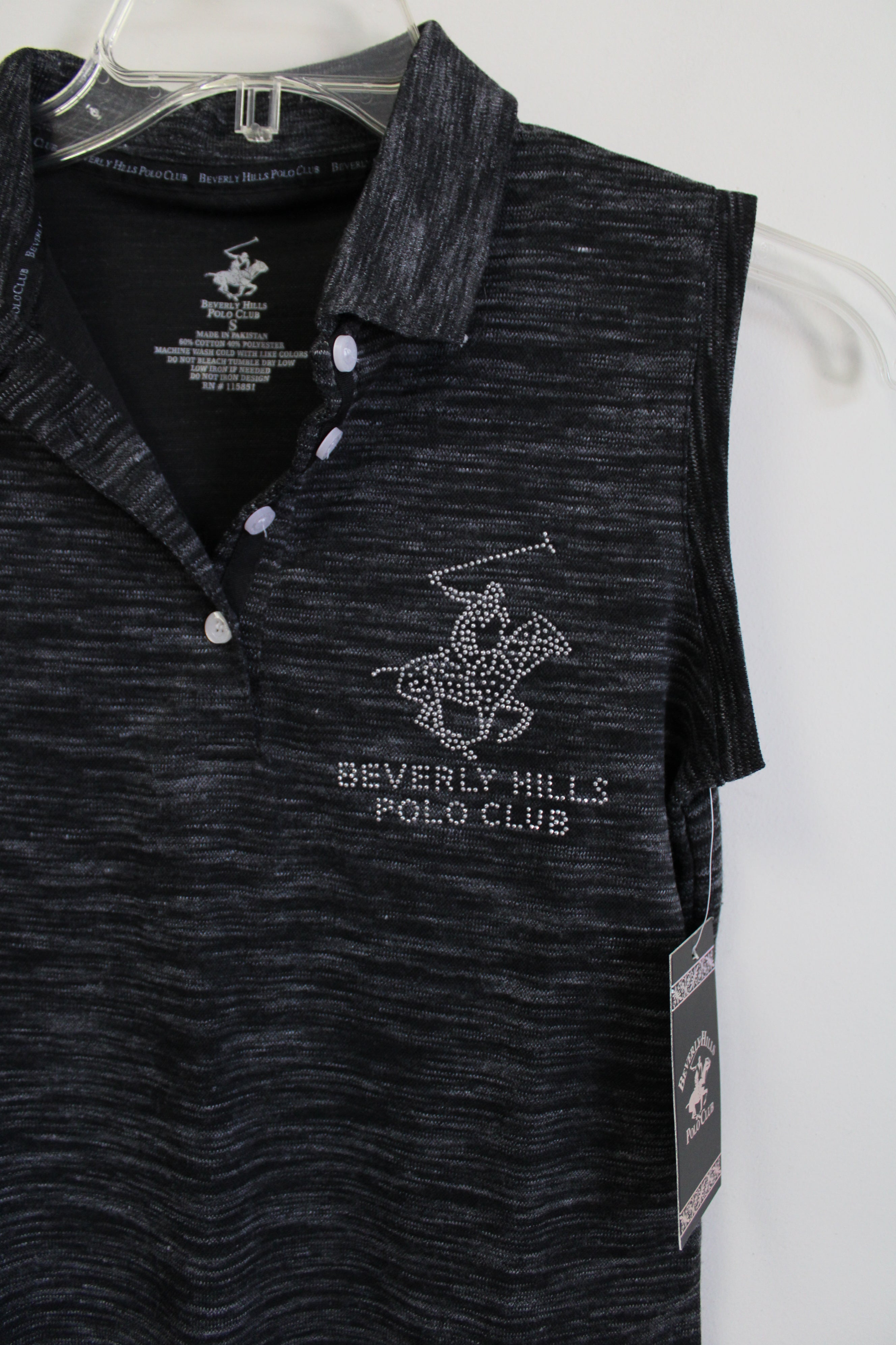 NEW Beverly Hills Polo Club Gray Knit Studded Logo Top | S NEW Beverly Hills Polo Club Gray Knit Studded Logo Top | S