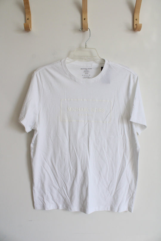 NEW Michael Kors White Logo Cotton Shirt | L