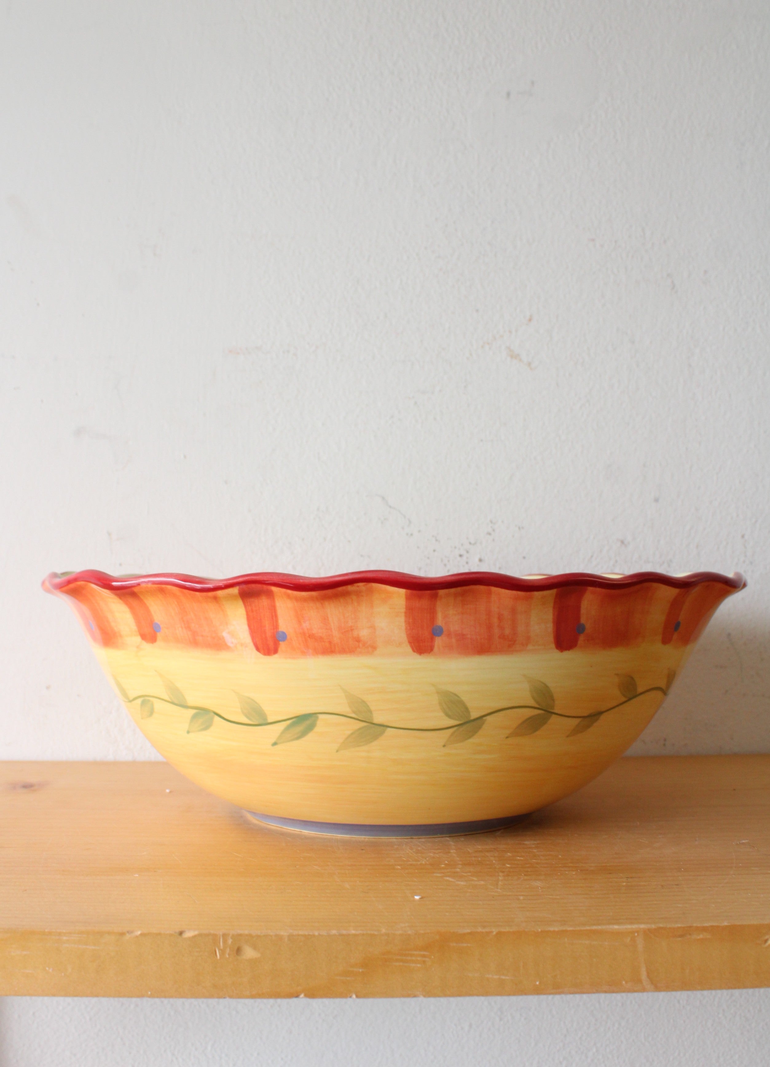 Pfaltzgraff Napoli Hand Painted Scalloped Edge Oval Serving Bowl