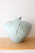 Haeger Pottery Embossed Green Floral Vase