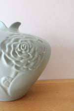 Haeger Pottery Embossed Green Floral Vase