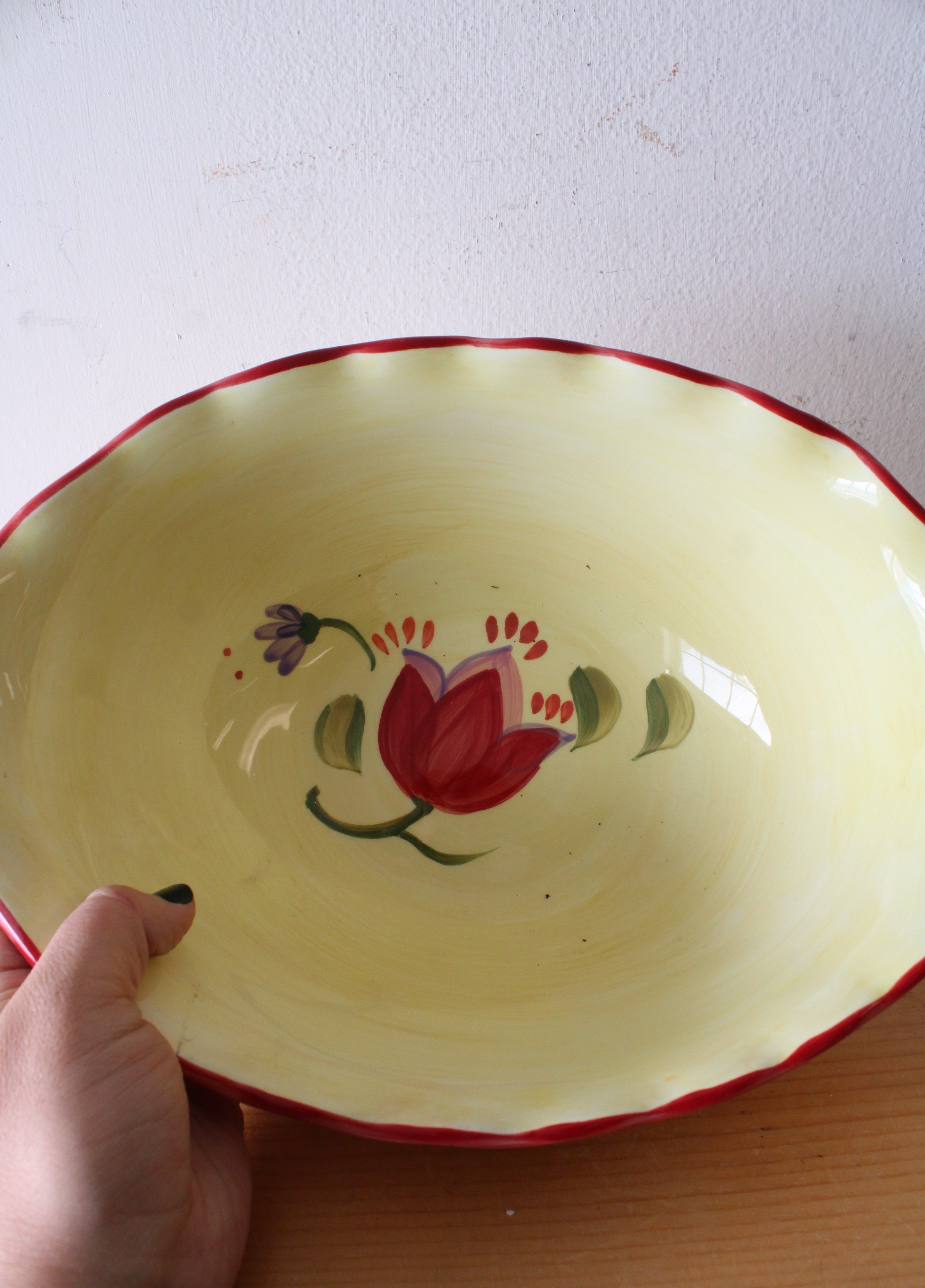 Pfaltzgraff Napoli Hand Painted Scalloped Edge Oval Serving Bowl