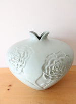 Haeger Pottery Embossed Green Floral Vase