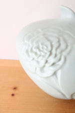 Haeger Pottery Embossed Green Floral Vase