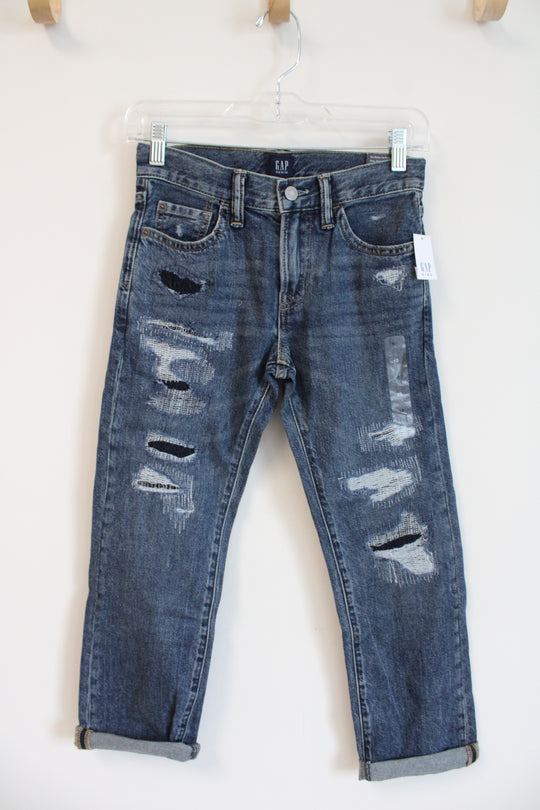 NEW Gap Straight Leg Distressed Cuffed Jeans | Youth 10