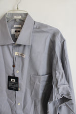 NEW Joseph Abboud Classic Fit Gray Cotton Button Down Shirt | 17.5 32/33