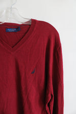 NEW Nautica Red V-Neck Sweater | L