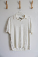 NEW Theory White Pacific Linen Brenan Polo Shirt | L