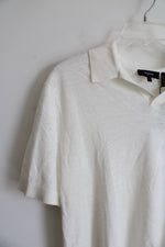 NEW Theory White Pacific Linen Brenan Polo Shirt | L