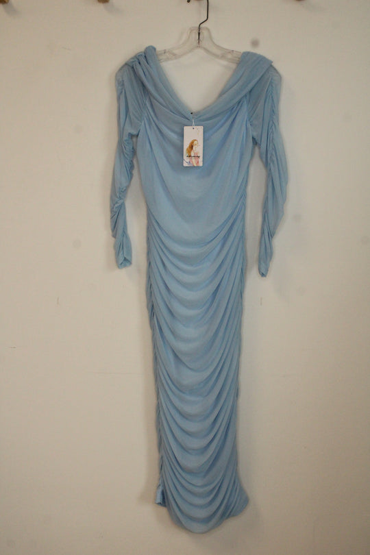 NEW Pretty Garden Baby Blue Bodycon Maxi Dress | L