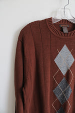 Dockers Brown Argyle Cotton Sweater | M