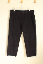 Navy Blue Corduroy Relaxed Fit Cotton Pants | 38x29