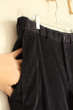 Navy Blue Corduroy Relaxed Fit Cotton Pants | 38x29