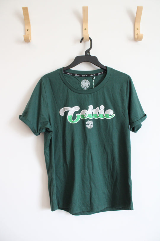 NEW The Celtic Football Club Green Shimmer Tee | Youth 16