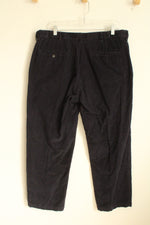 Navy Blue Corduroy Relaxed Fit Cotton Pants | 38x29