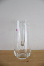 Vintage Romania Etched Floral Tall Glass Pitcher