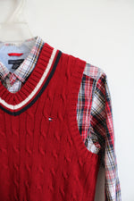 Tommy Hilfiger Red Plaid Button Down & Vest Set | Youth M (12/14)