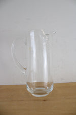 Vintage Romania Etched Floral Tall Glass Pitcher