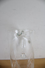 Vintage Romania Etched Floral Tall Glass Pitcher