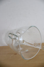 Vintage Romania Etched Floral Tall Glass Pitcher