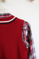 Tommy Hilfiger Red Plaid Button Down & Vest Set | Youth M (12/14)