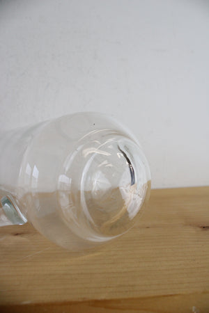 Vintage Romania Etched Floral Tall Glass Pitcher