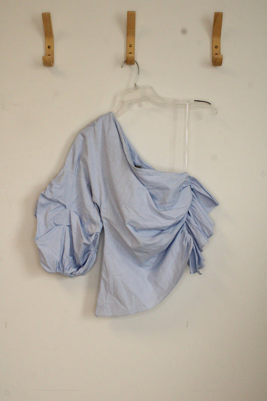 Potersyn Light Blue One-shoulder Ruffle Top | XS
