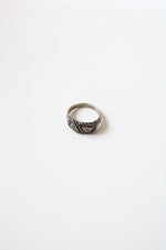 Vintage Engraved Leaf Sterling Silver Ring | Size 7.5