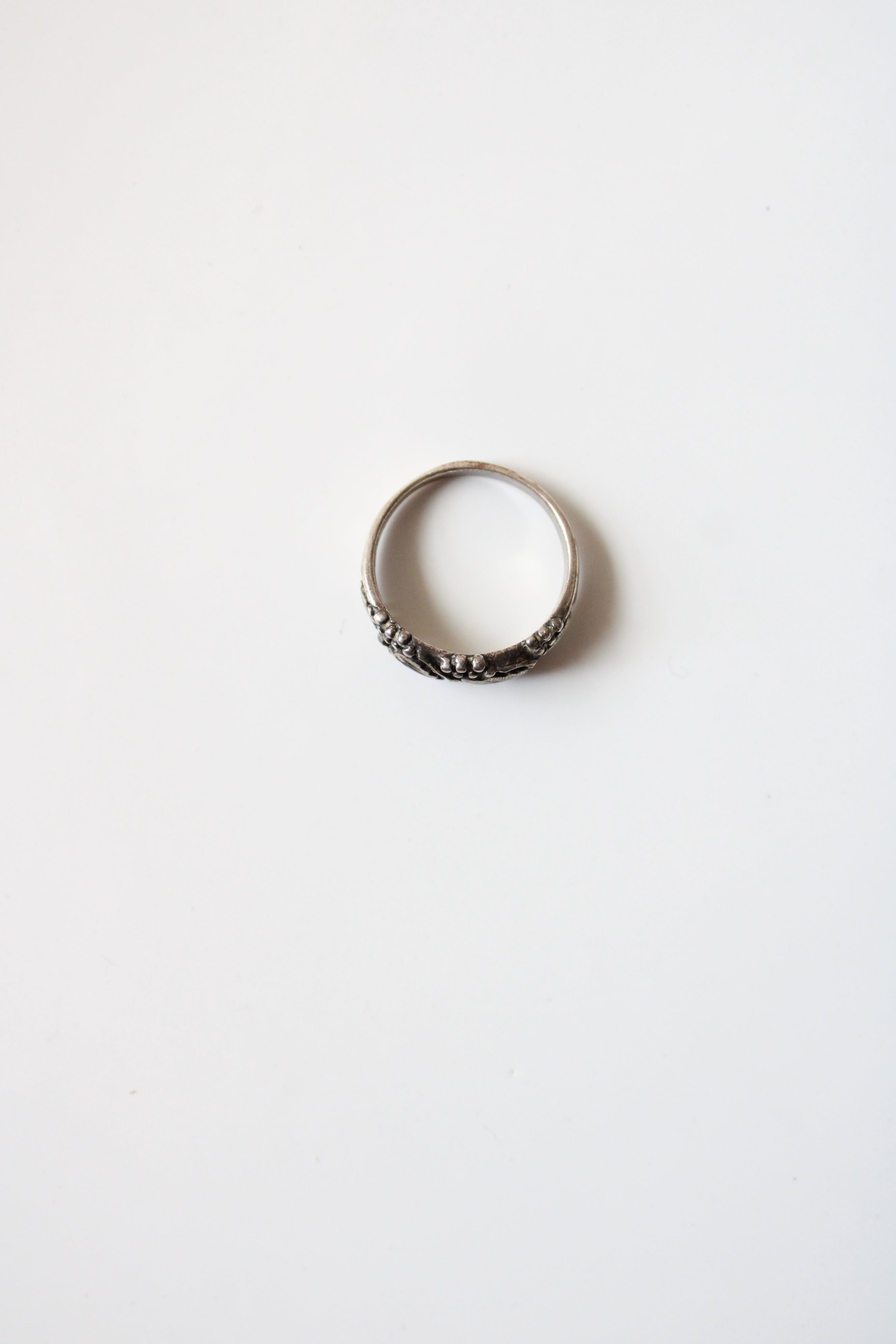 Vintage Engraved Leaf Sterling Silver Ring | Size 7.5