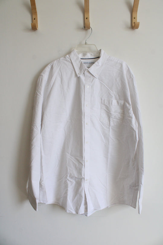NEW Amazon Essentials White Cotton Button Down Shirt | XL