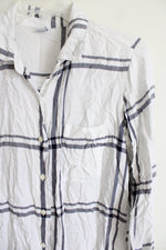 Old Navy White Plaid Top | S