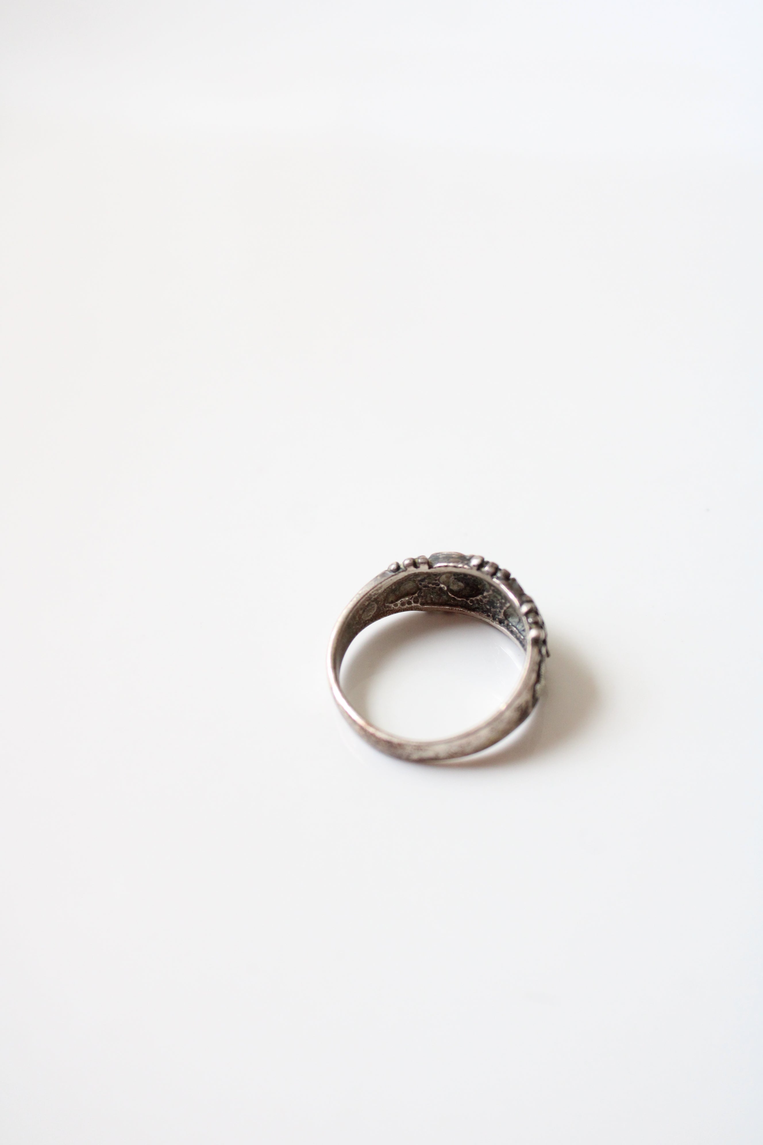 Vintage Engraved Leaf Sterling Silver Ring | Size 7.5