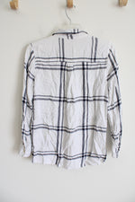 Old Navy White Plaid Top | S