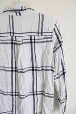 Old Navy White Plaid Top | S